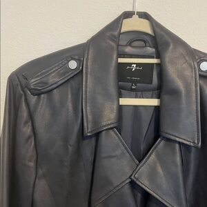7 For All Mankind Blue Faux Leather Jacket